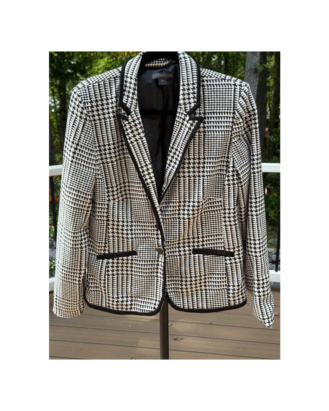 Covington Black/White Houndstooth Blazer Size Large (EUC)