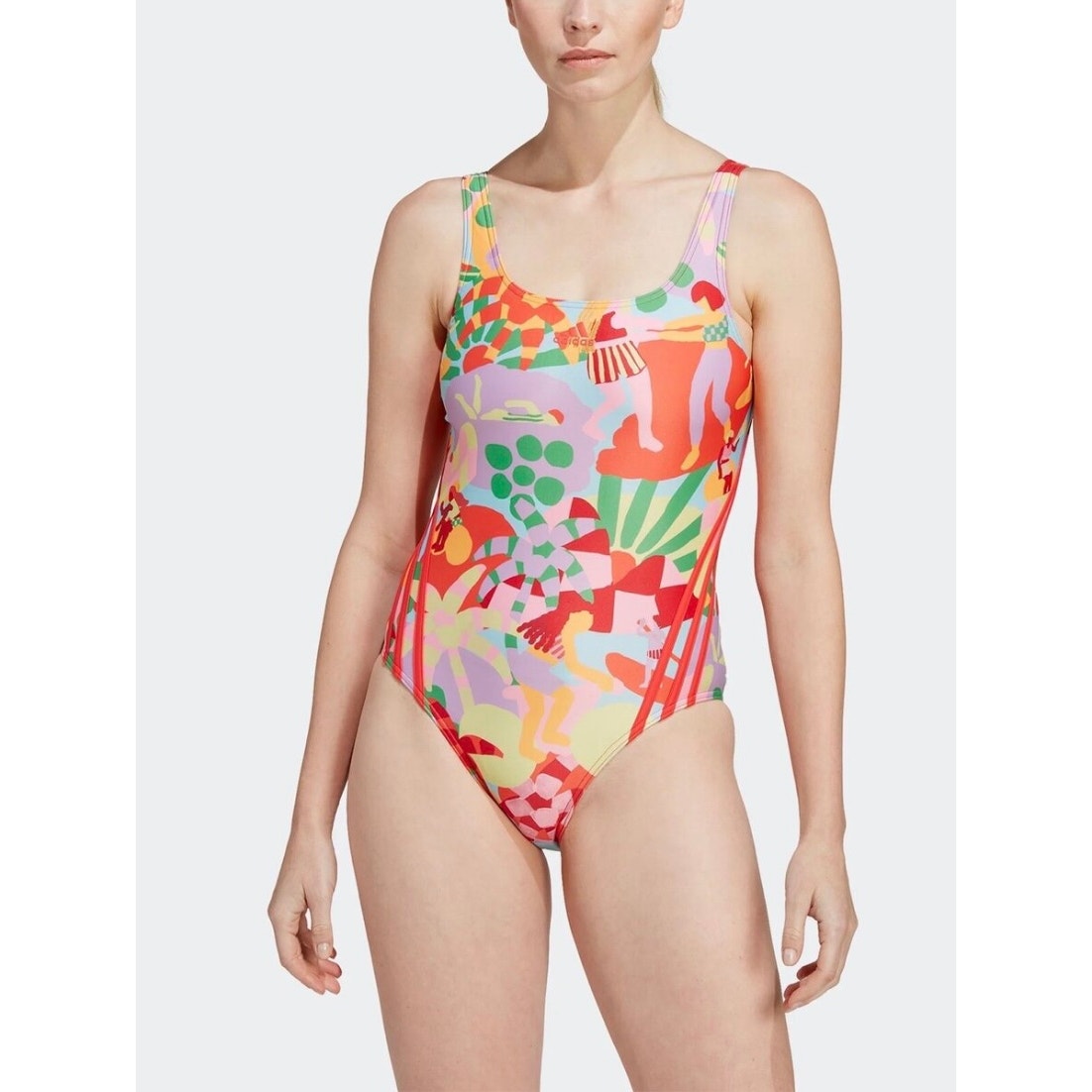 Adidas X Farm Rio Three Stripe Multicolor One Piece Swimsuit - Size 14 (NWT)