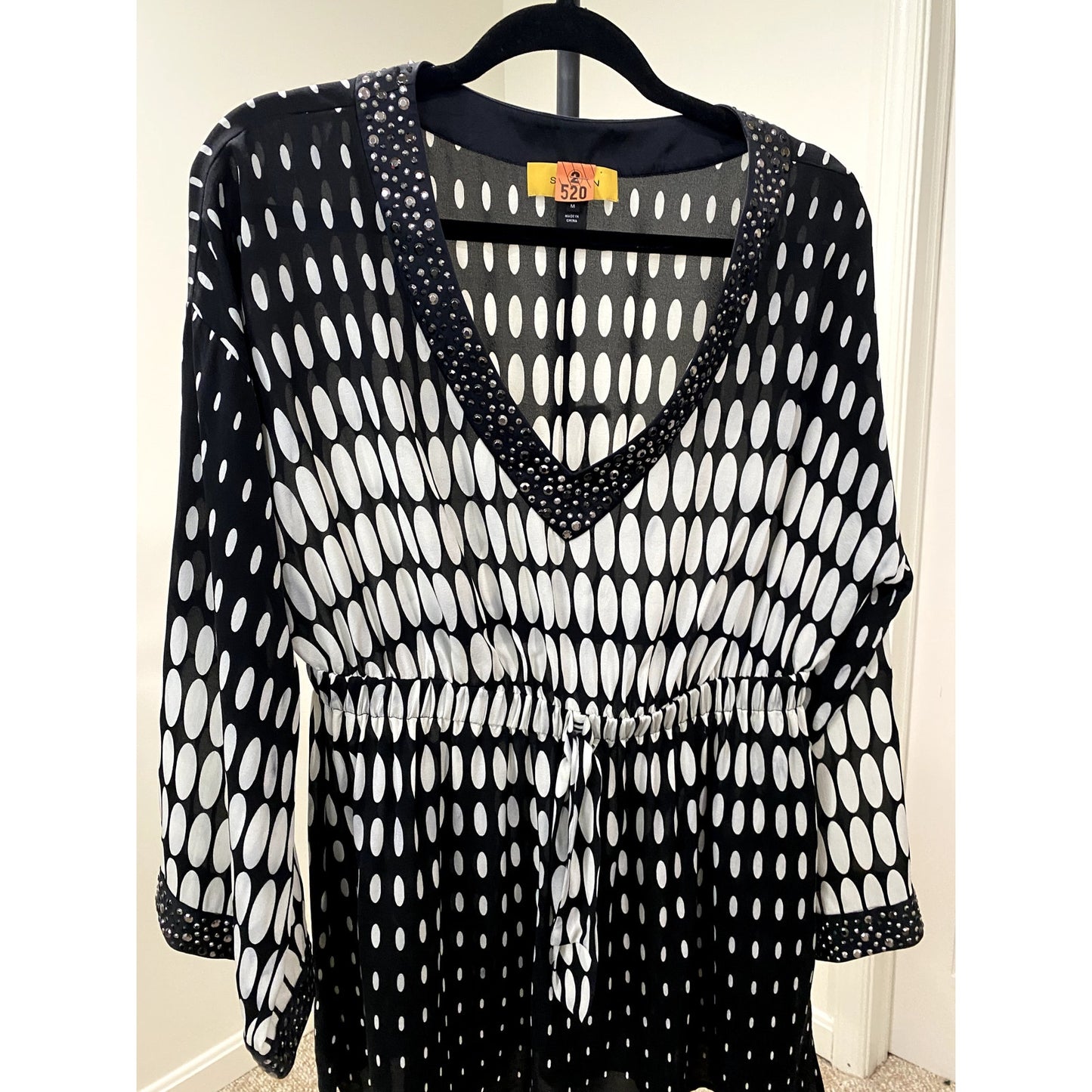 St John Mini Bohemian Chic Black/White Tunic - Size Medium (EUC)