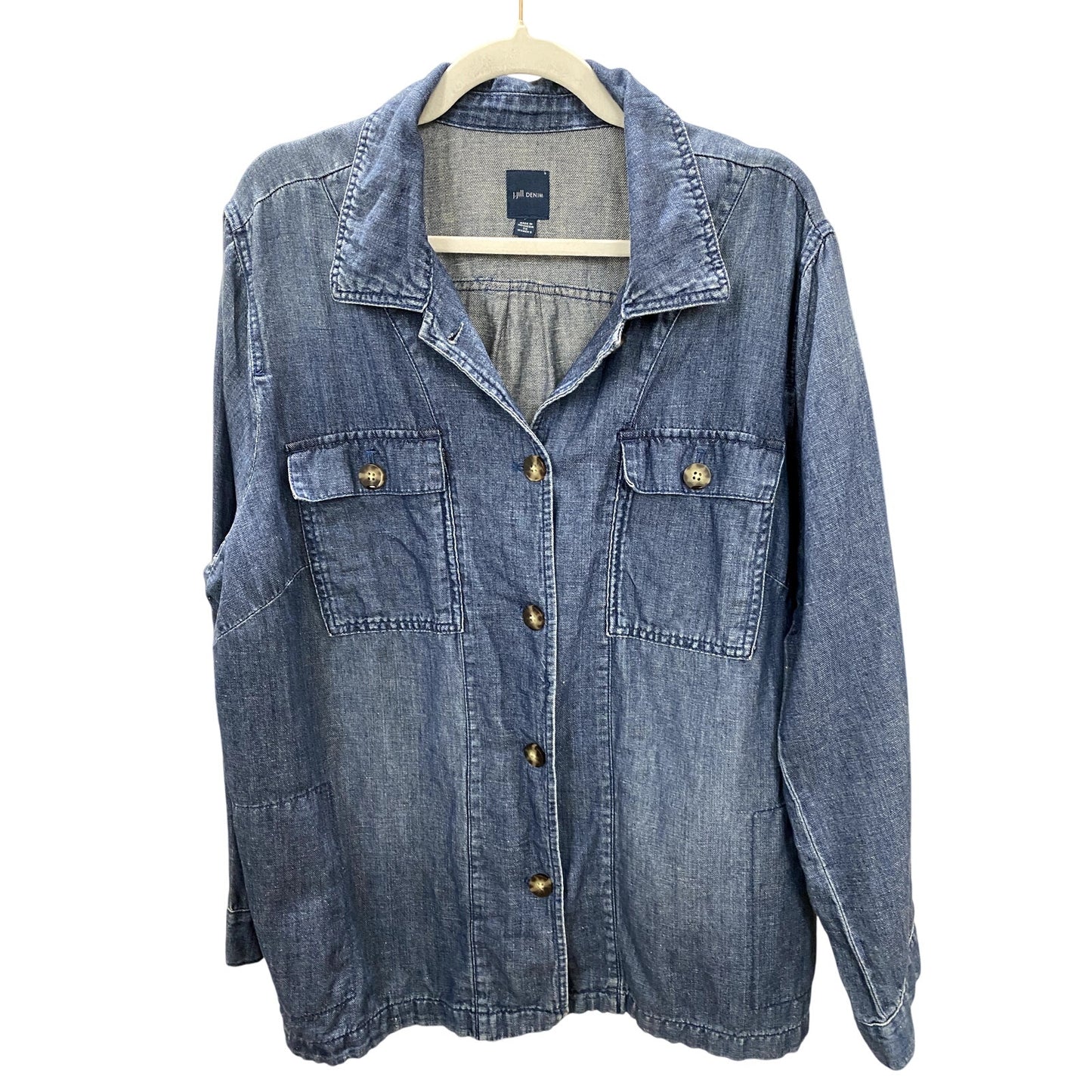 J. Jill Medium Wash Denim Shirt/Jacket - Size 2X (EUC)