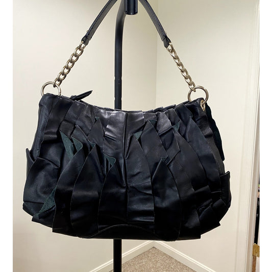 Ann Taylor Leather Purse with Ruffle Accent Detail - Size OS (EUC)