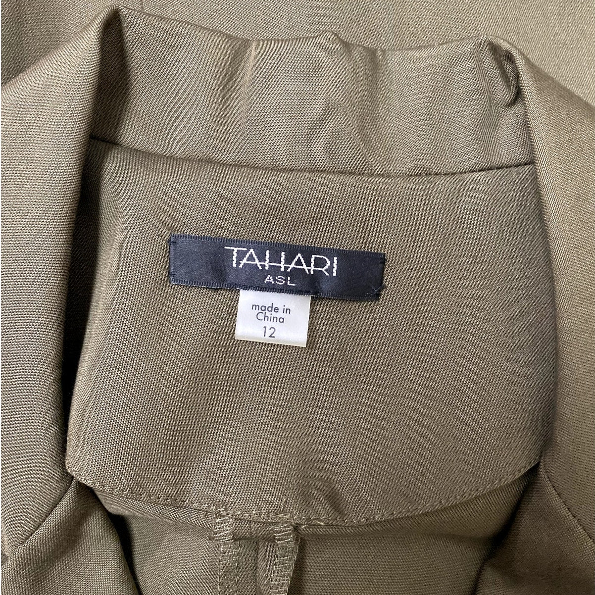 Tahari Tabatha Olive Sleeveless Utility Dress - Size 12 (NWT)