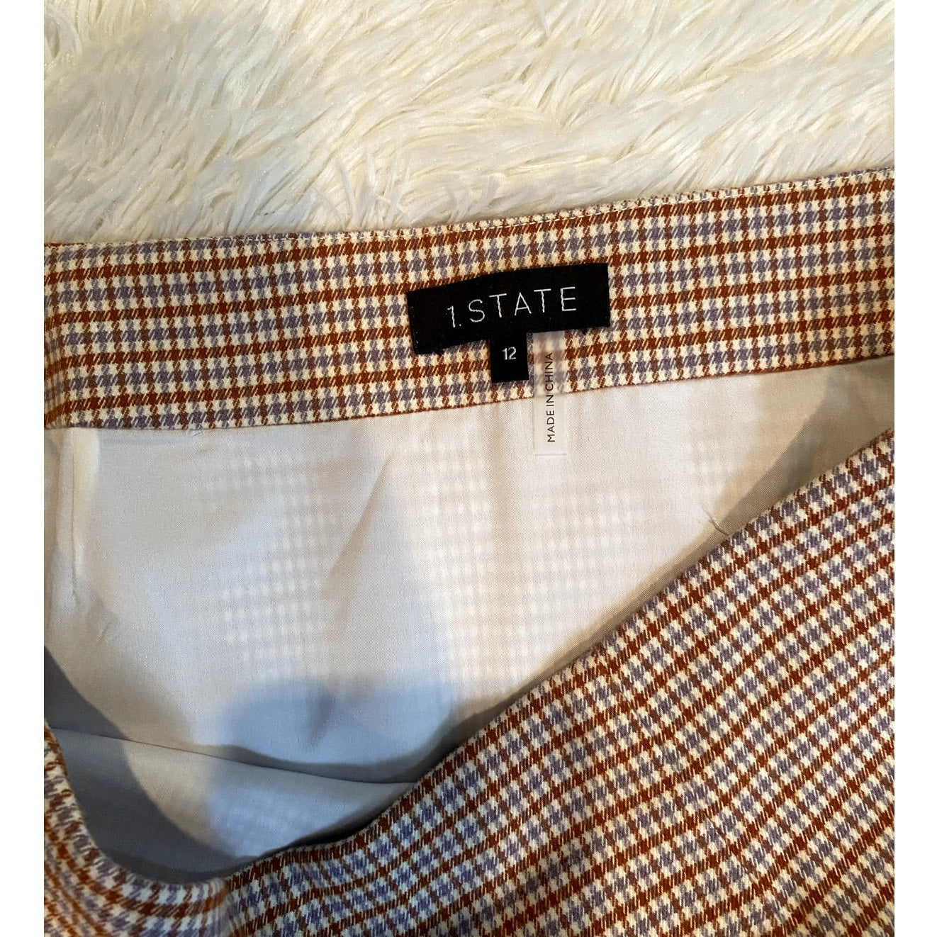 1.STATE  Ginger Plaid Mini Skirt - Sz. 12 (NWT)