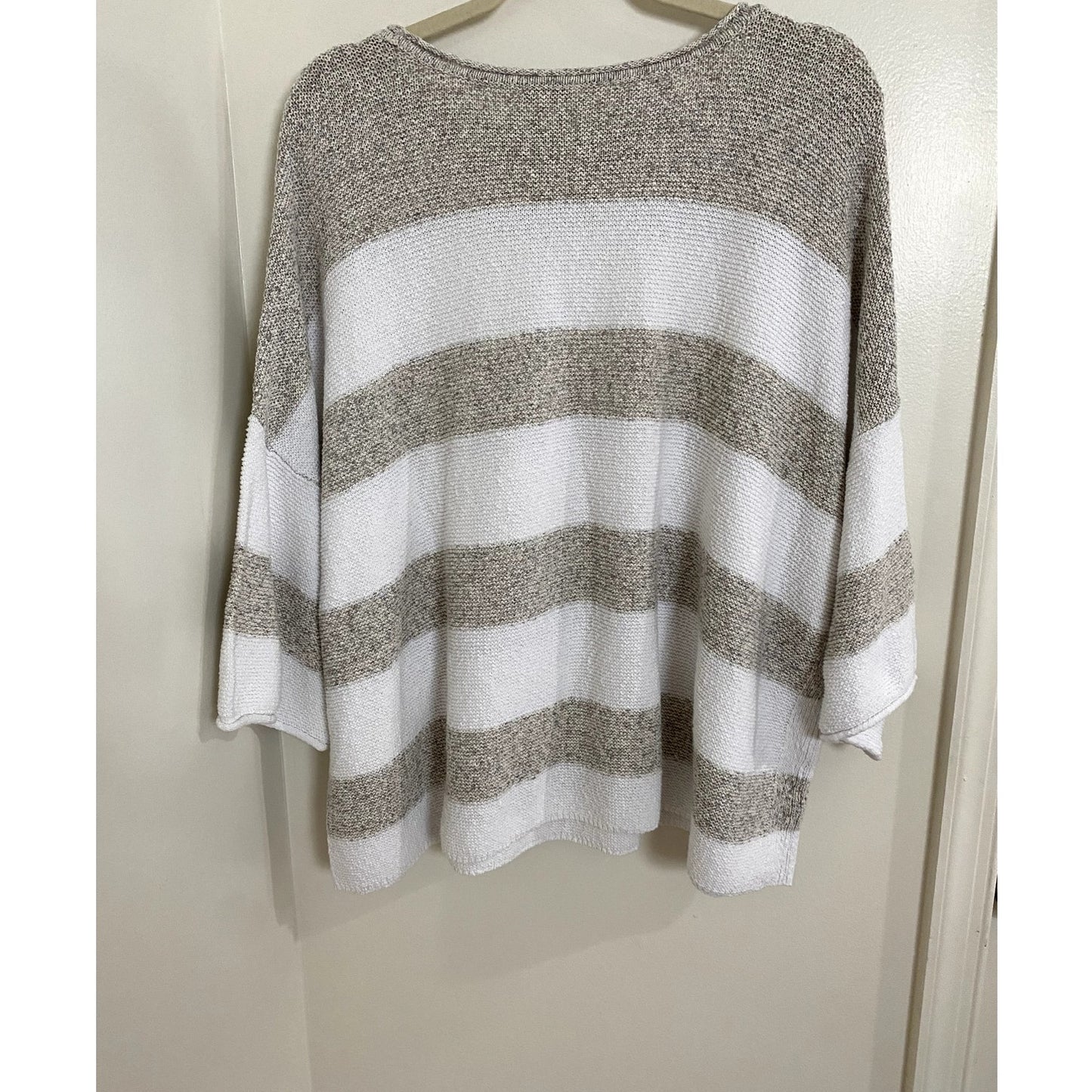 PureJill Beige/White Cap Sleeve Horizontal Striped Sweater - Sz XL (EUC)