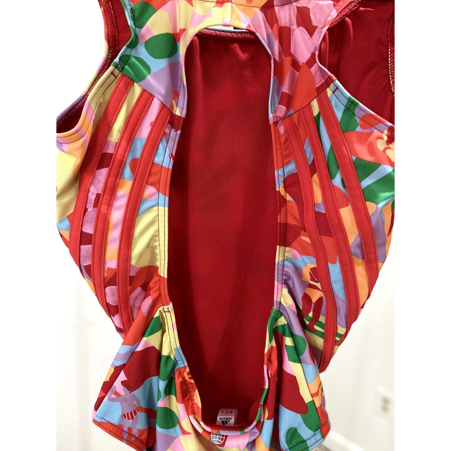 Adidas X Farm Rio Three Stripe Multicolor One Piece Swimsuit - Size 14 (NWT)