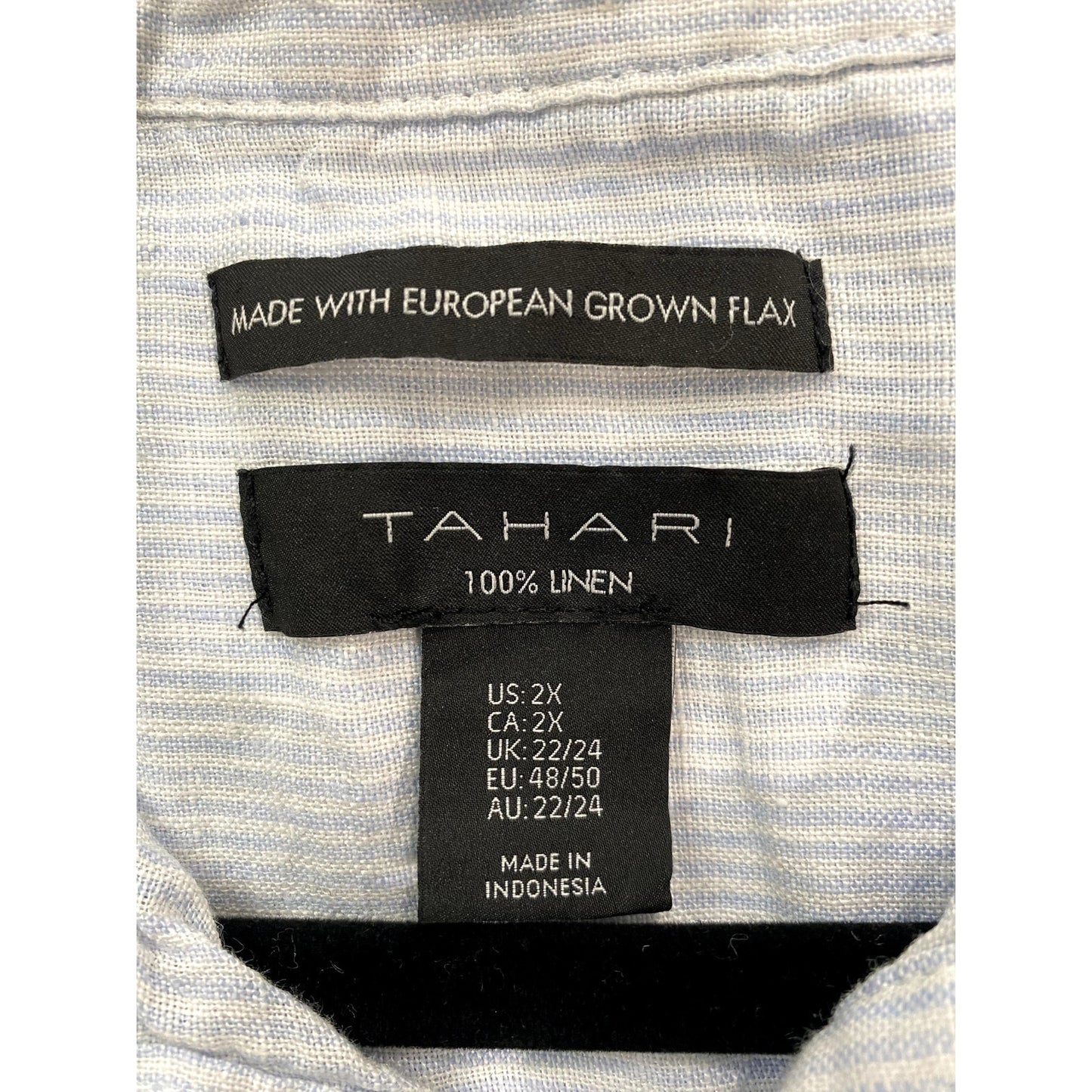 Tahari Blue/White Pinstriped Linen Sleeveless Dress - Size 2X (EUC)