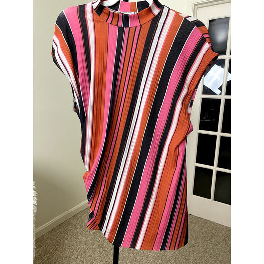 Zara Trafaluc Multicolored Striped Asymmetric T-Shirt - Size Large (NWT)