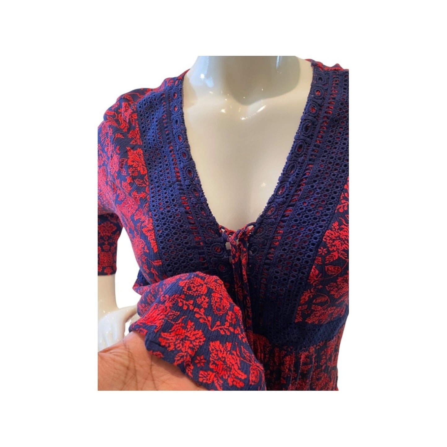 Torrid Red & Blue Babydoll Blouse