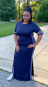 Curvy Plus Striped Jersey Maxi Dress