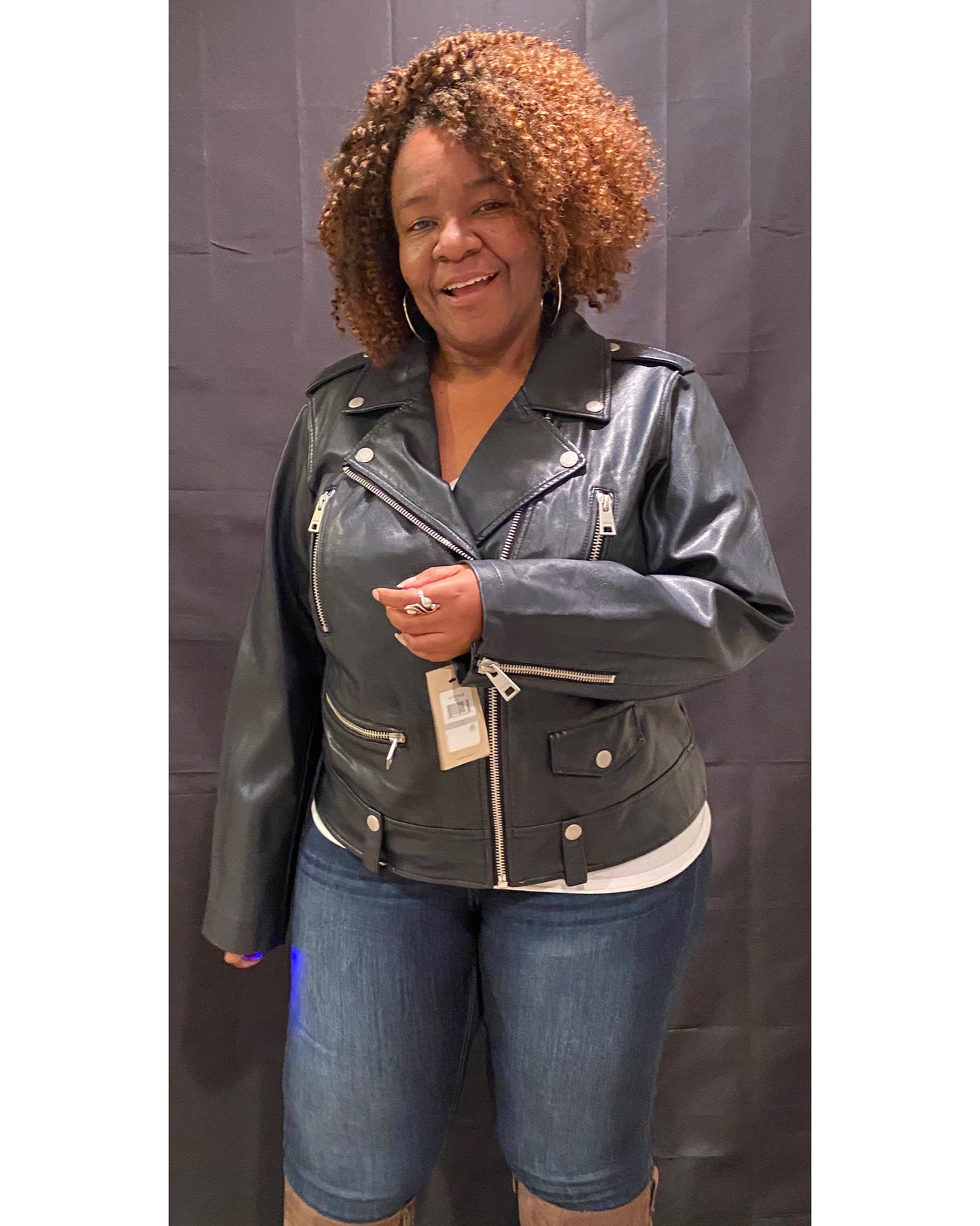 Curvy Plus Faux Leather Jacket 2