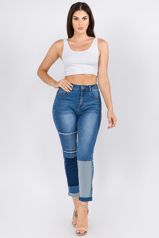 Curvy Plus Patchwork Jeans