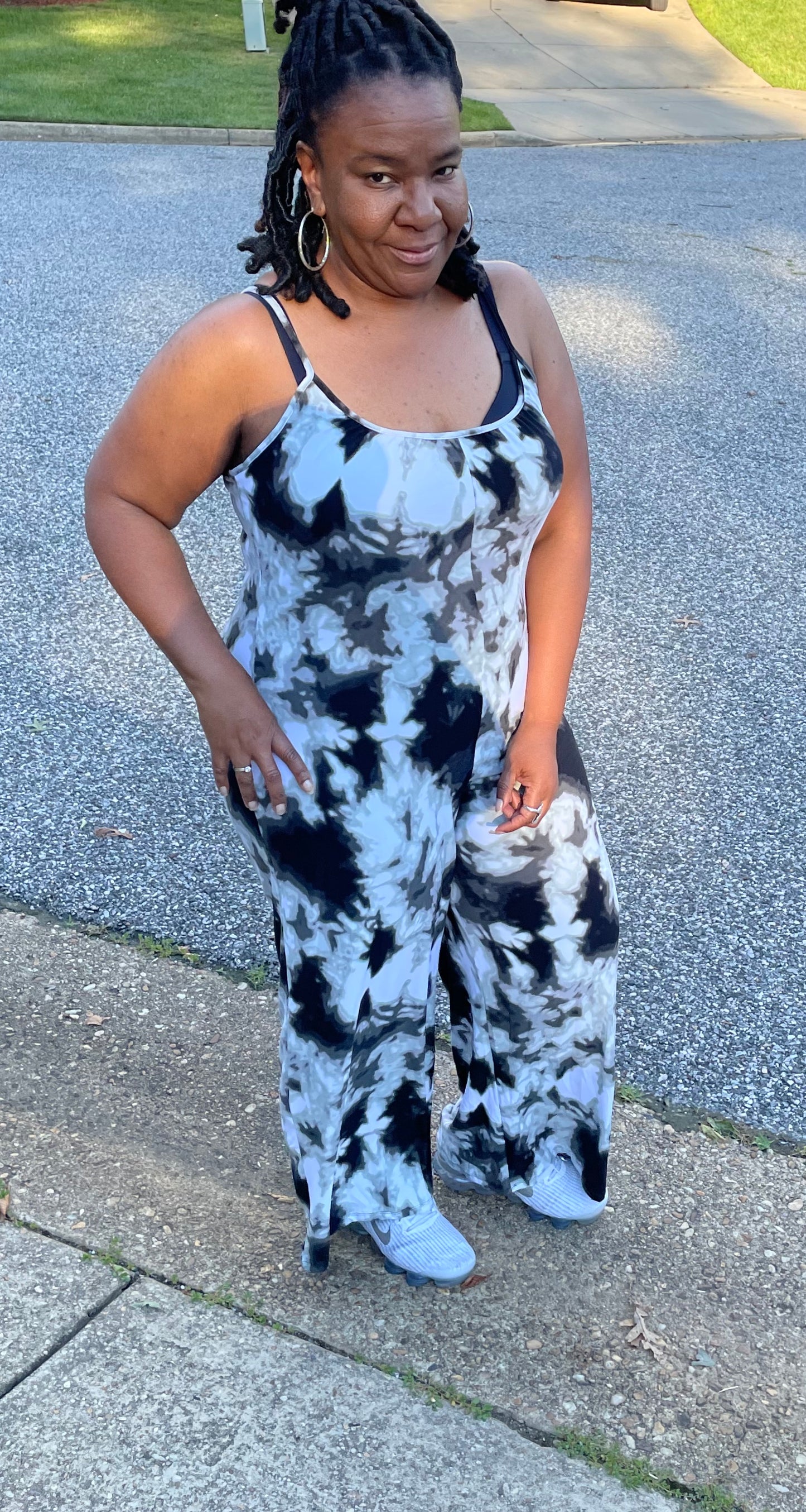 Curvy Straight Tye Dye Jumpsuit