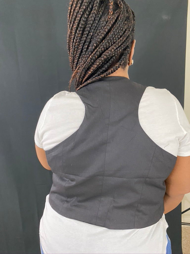 Curvy Plus STUDDED Black Vest
