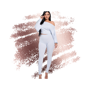 Curvy Straight Grey Crop Two Piece Set
