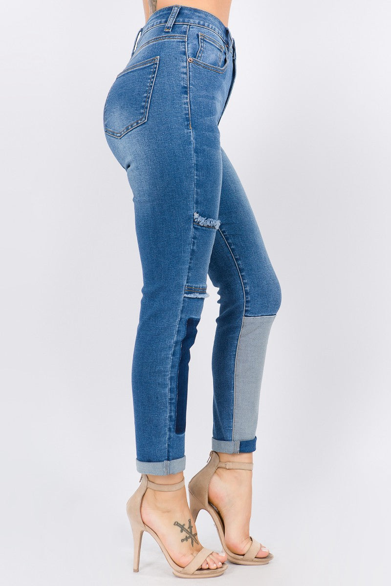 Curvy Plus Patchwork Jeans