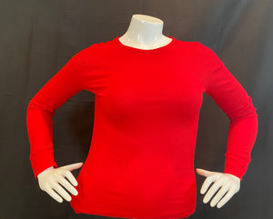 Curvy Plus Essential Solid Round Neck Long Sleeve Waffle Knit Thermal Top