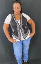Load image into Gallery viewer, Curvy Plus STUDDED Black Vest
