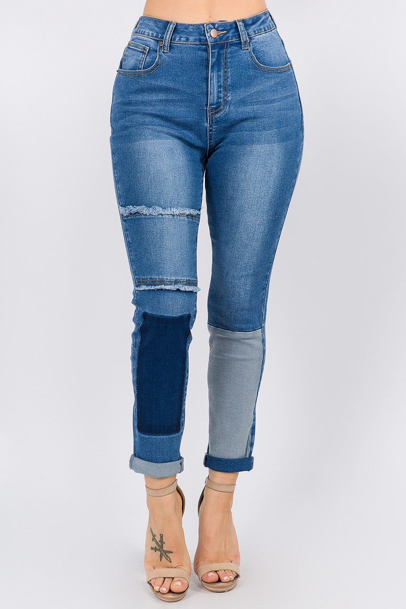 Curvy Plus Patchwork Jeans