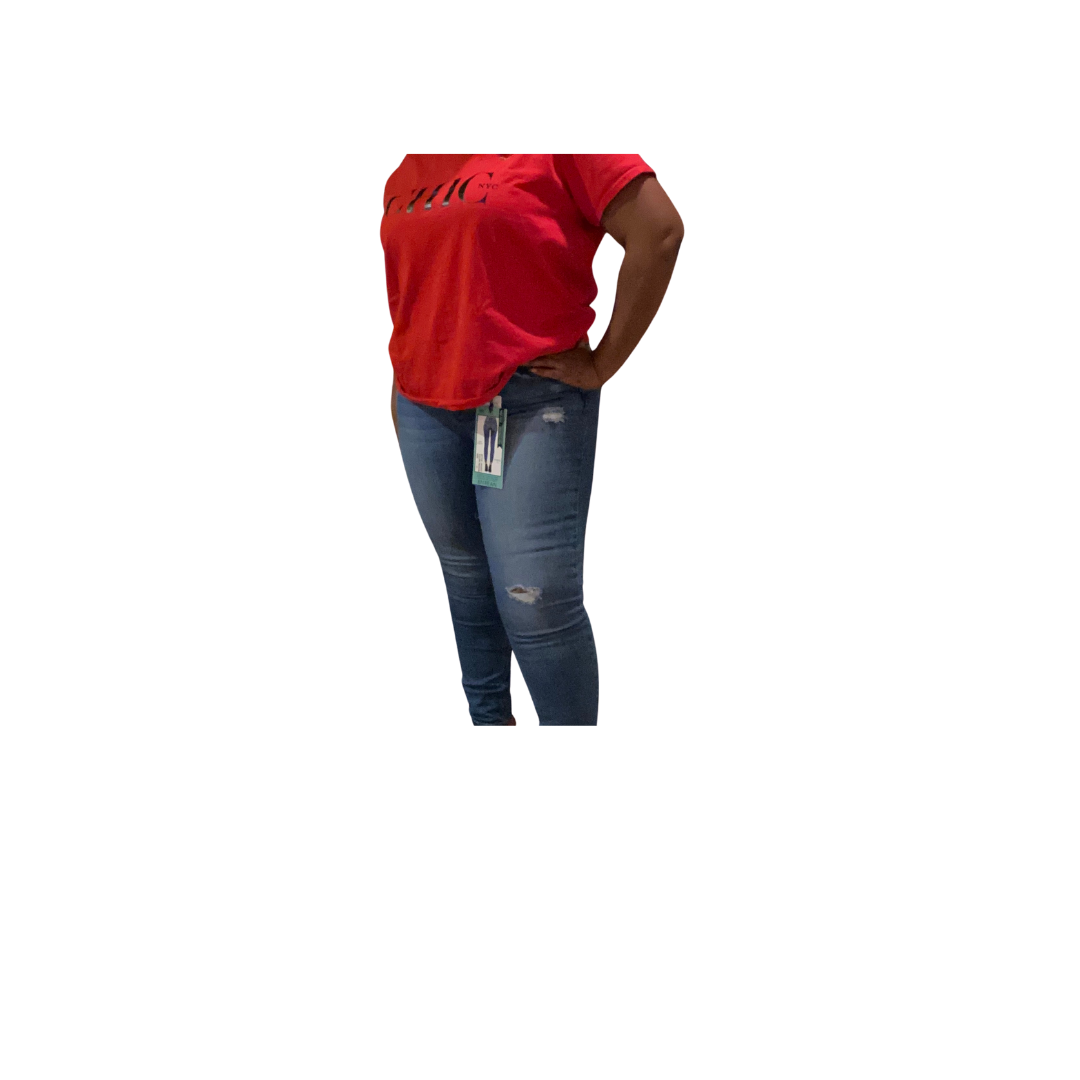 Curvy Straight Distressed Jeans