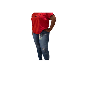 Curvy Straight Distressed Jeans