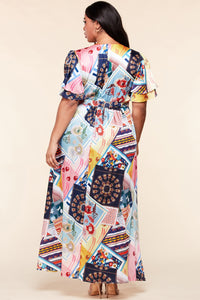 Curvy Plus Patchwork High-Low Dress