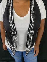 Load image into Gallery viewer, Curvy Plus STUDDED Black Vest
