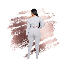 Load image into Gallery viewer, Curvy Straight Grey Crop Two Piece Set
