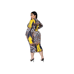 Curvy Plus Multi-Print Dress