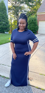 Curvy Plus Striped Jersey Maxi Dress