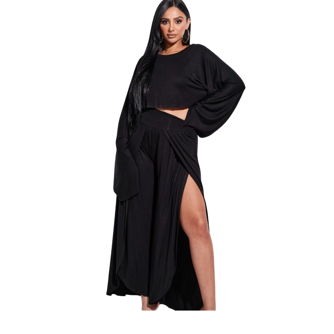 Curvy Straight Two Piece Crop Pant Set