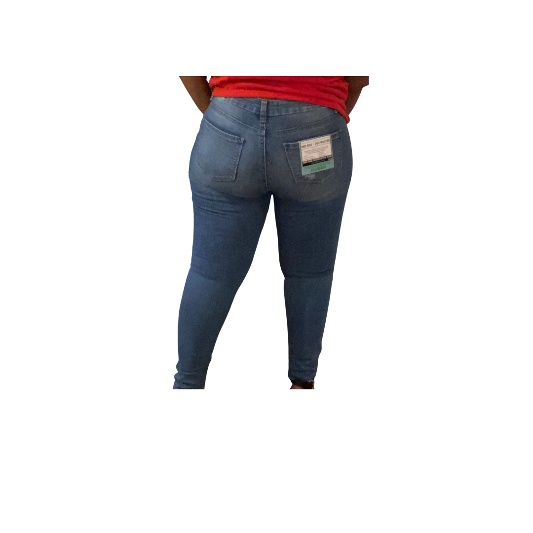 Curvy Straight Distressed Jeans