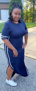 Curvy Plus Striped Jersey Maxi Dress