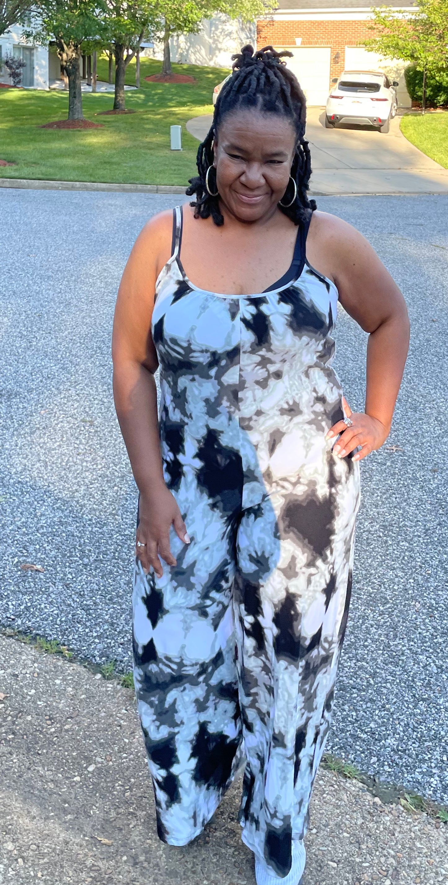 Curvy Straight Tye Dye Jumpsuit