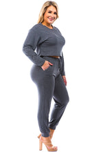 Load image into Gallery viewer, Curvy Plus Two Piece Crop Lounge Set
