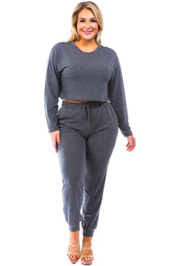 Curvy Plus Two Piece Crop Lounge Set