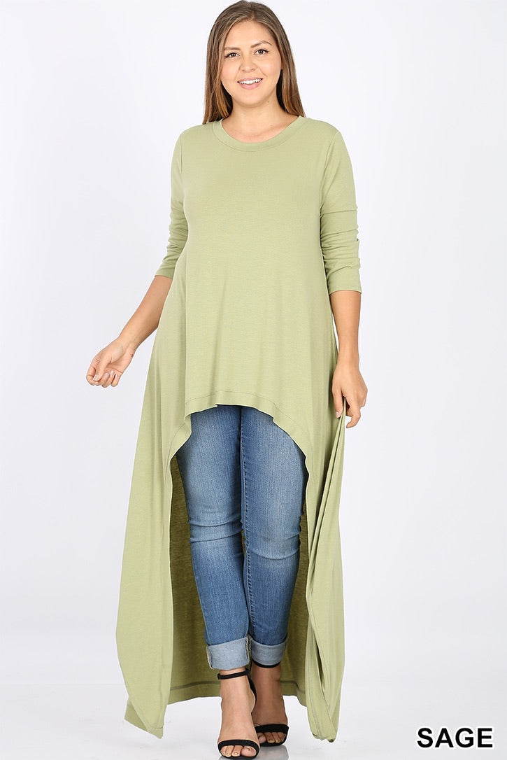(Curvy Straight and Plus) High-Low Tunic Top