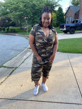 Load image into Gallery viewer, Curvy Plus One Piece Camo Jumpsuit
