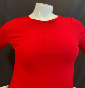 Curvy Plus Essential Solid Round Neck Long Sleeve Waffle Knit Thermal Top
