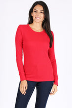 Load image into Gallery viewer, Curvy Plus Essential Solid Round Neck Long Sleeve Waffle Knit Thermal Top
