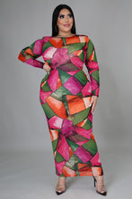 Load image into Gallery viewer, Curvy Plus Multi Print Maxi Sheer Dress
