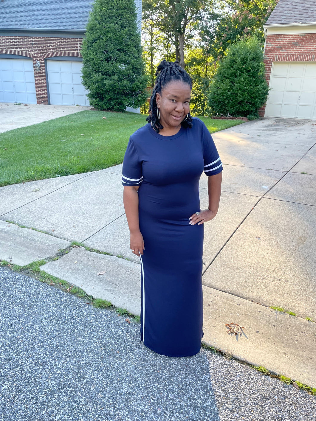 Curvy Plus Striped Jersey Maxi Dress